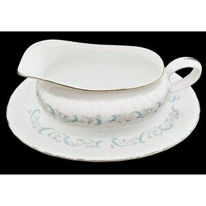 Camelot China Gravy Boat Underplate Set Gracious Floral Relish Vintage 1990